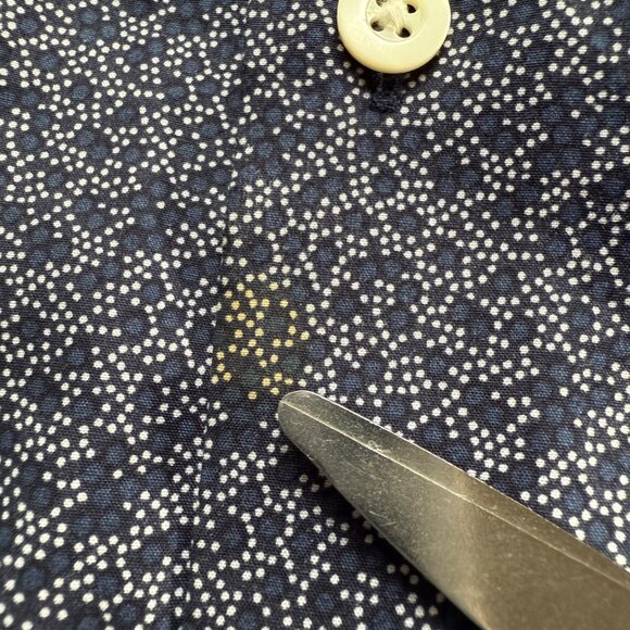 Bonobos Size 15/34 Mens Navy Printed Slim Fit Button-Down Shirt Stretch Preppy - Picture 3 of 13